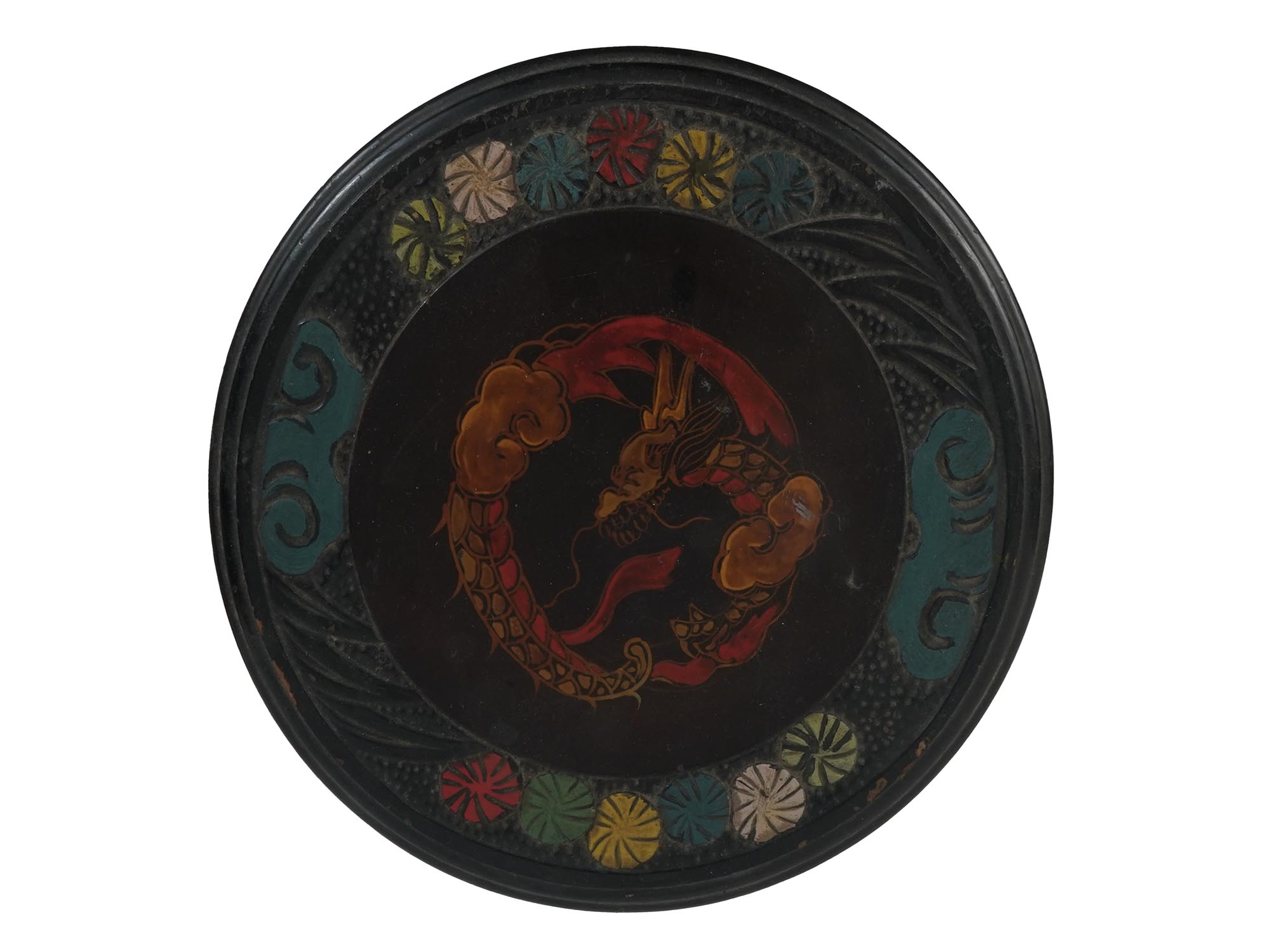 ORIENTAL ART DECO WOODEN PLANT STAND WITH DRAGON PIC-4